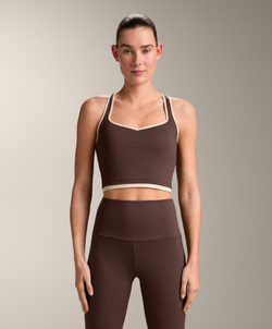 Oysho Топ Comfortlux с контрастной перекрестной спинкой, коричневый