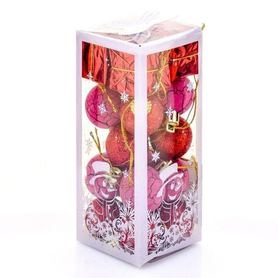 Набор елочных украшений 3см красные, коробка