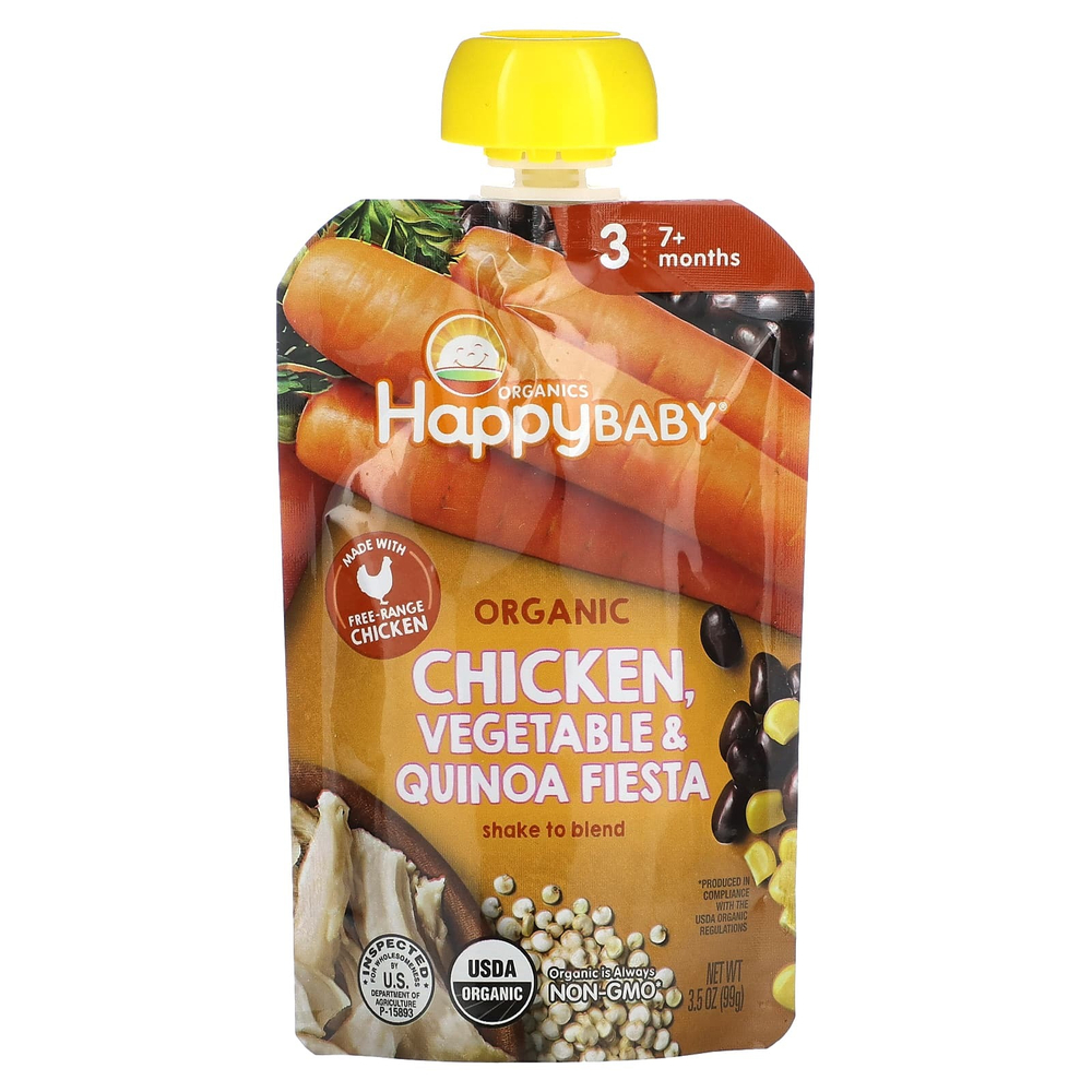 Happy Family Organics, Happy Baby®, органическая курица, овощи и киноа, для детей от 7 месяцев, 99 г (3,5 унции)