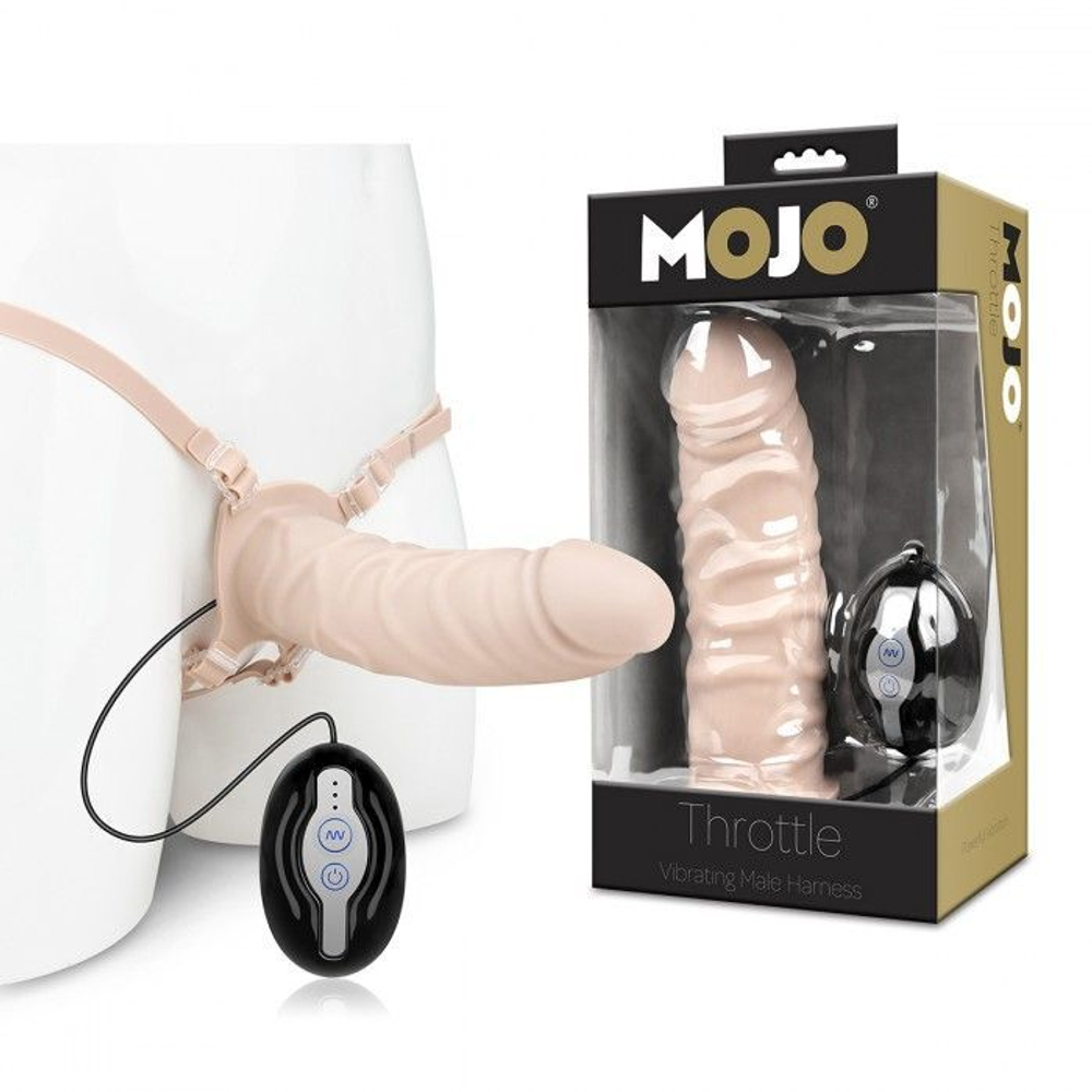 Поясной полый вибратор Mojo Throttle Vibrating Male Harness - 18 см.