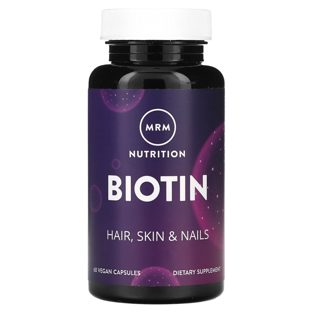 MRM Nutrition, Биотин, 60 веганских капсул (5000 мкг в каждой капсуле)