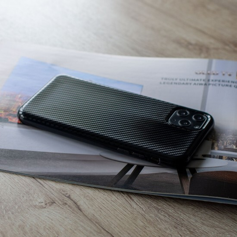 Чехол ТПУ карбон глянцевый для iPhone 11 Pro Max, 011457 Красный