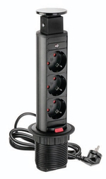 Удлинитель вертикальный выдвижной, 220V, 60mm,черный. 3 секции, механический