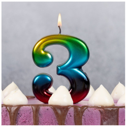 Свечи-цифры Радуга 8 см
