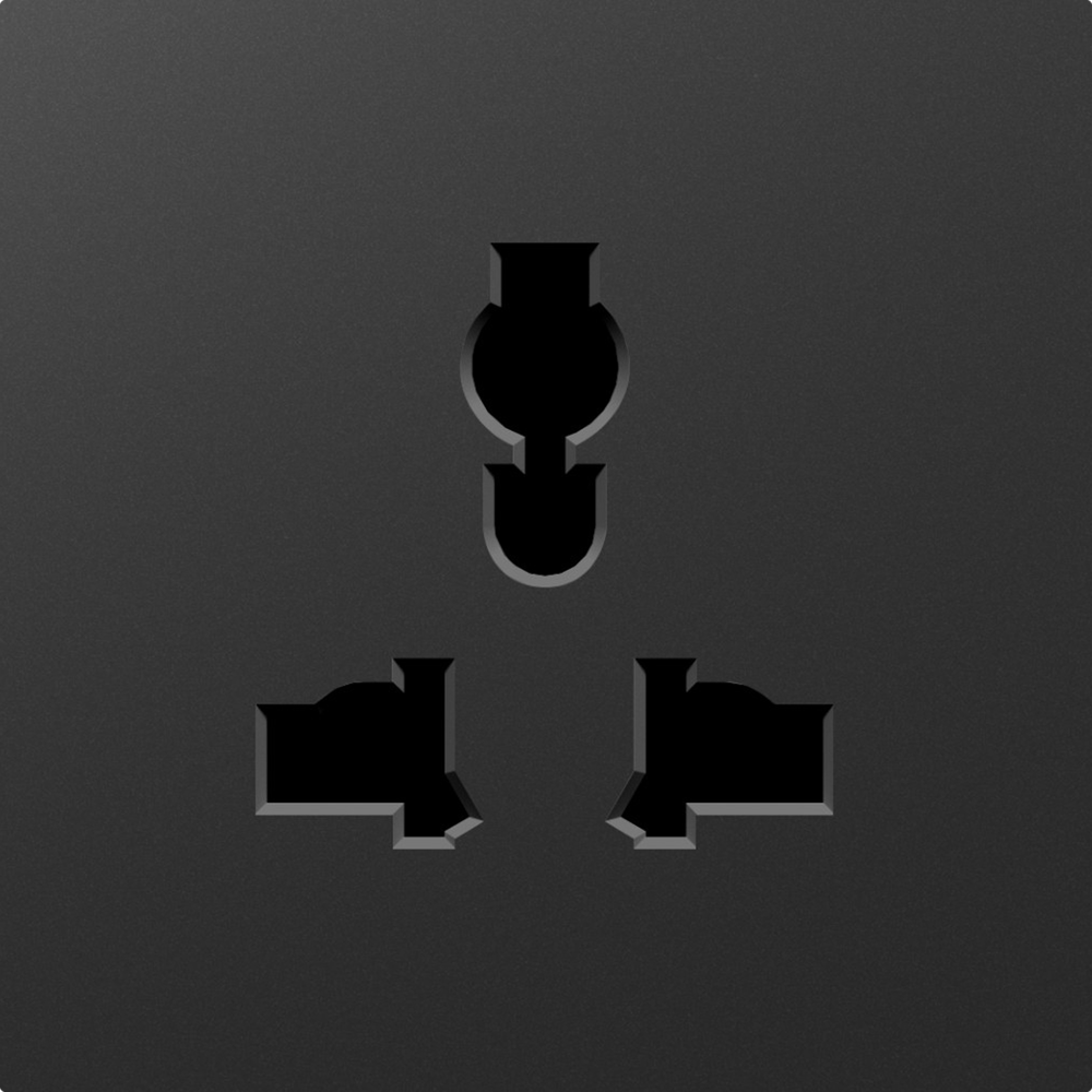 Накладка для розетки мультистандарт, со шторками 16A 250 В~, матовый карбон, серия A07