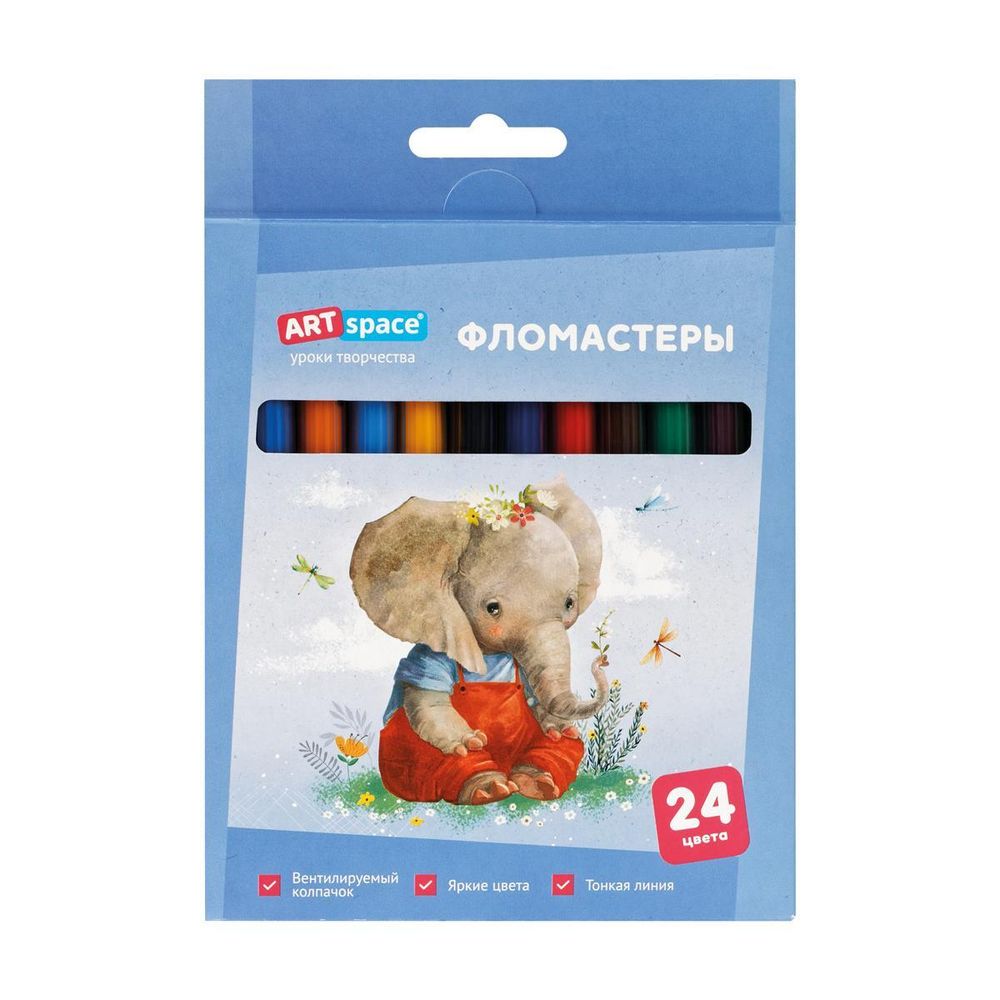 Фломастеры 24цв. смываемые &quot;Рисунки. Lovely animals&quot; (Спейс)