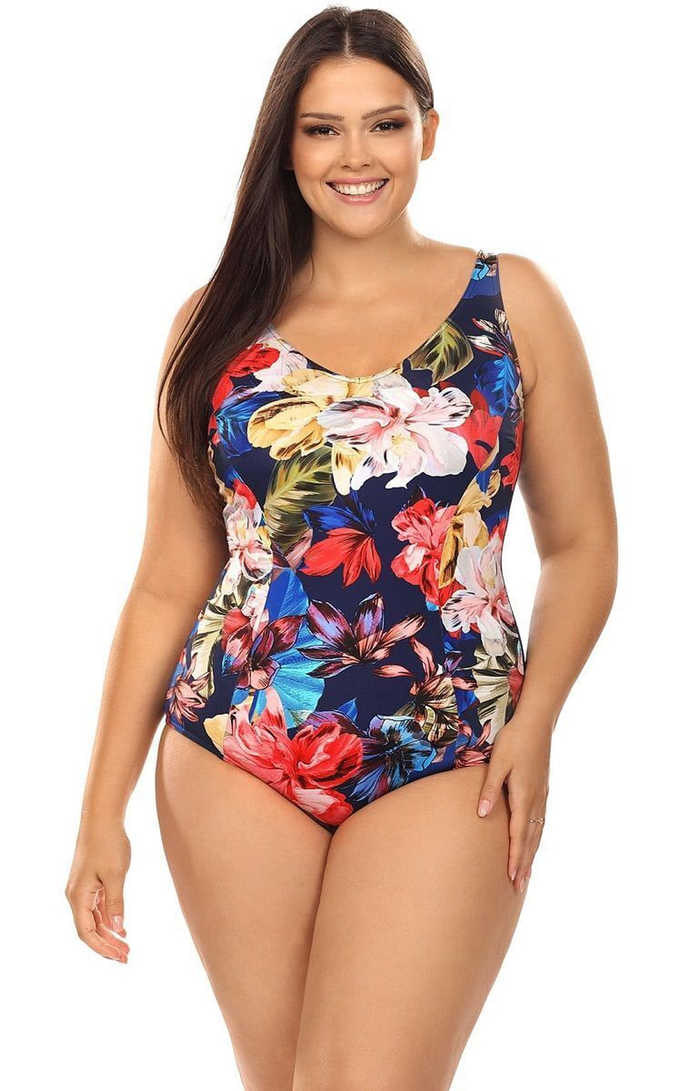 Совместный купальник plus size с цветочным рисунком на лицевой части (Размер: 85D/42) (Цвет: разноцветный)