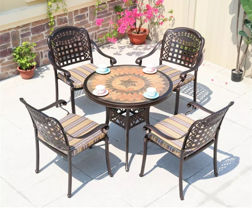 Стол круглый D850х720 мм из литого алюминия ДАВИД «DAVID» бронза арт.6160