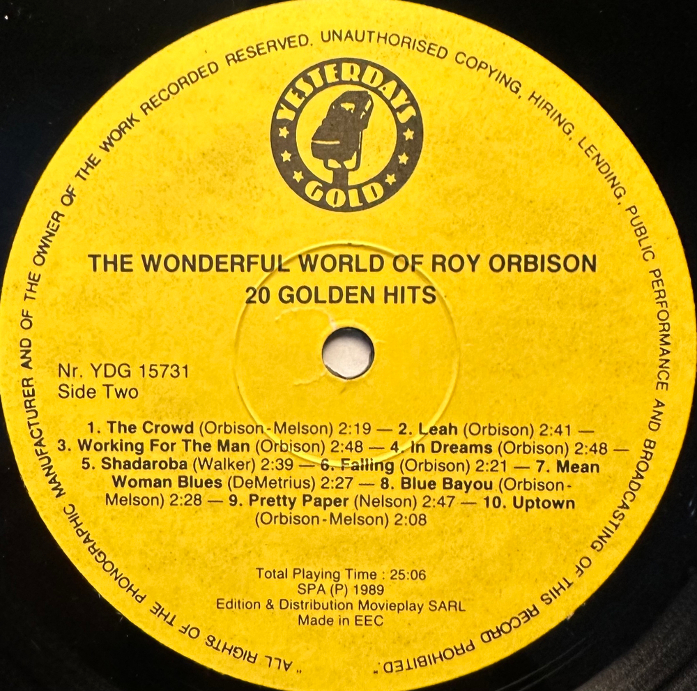 Roy Orbison - The Wonderful World Of Roy Orbison (Европа 1989г.)