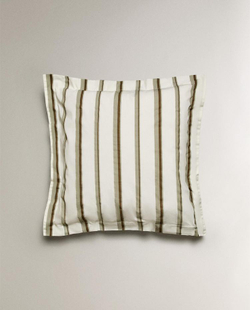 ZARA HOME (300 НИТЕЙ) НАВОЛОЧКА В ПОЛОСКУ, ЖЕЛТОВАТО-БЕЛЫЙ