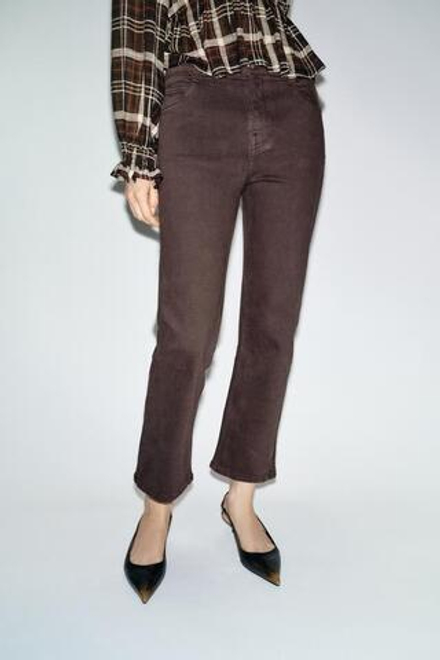 ZARA ДЖИНСЫ Z1975 MINI FLARE С ВЫСОКОЙ ПОСАДКОЙ, КОРИЧНЕВЫЙ