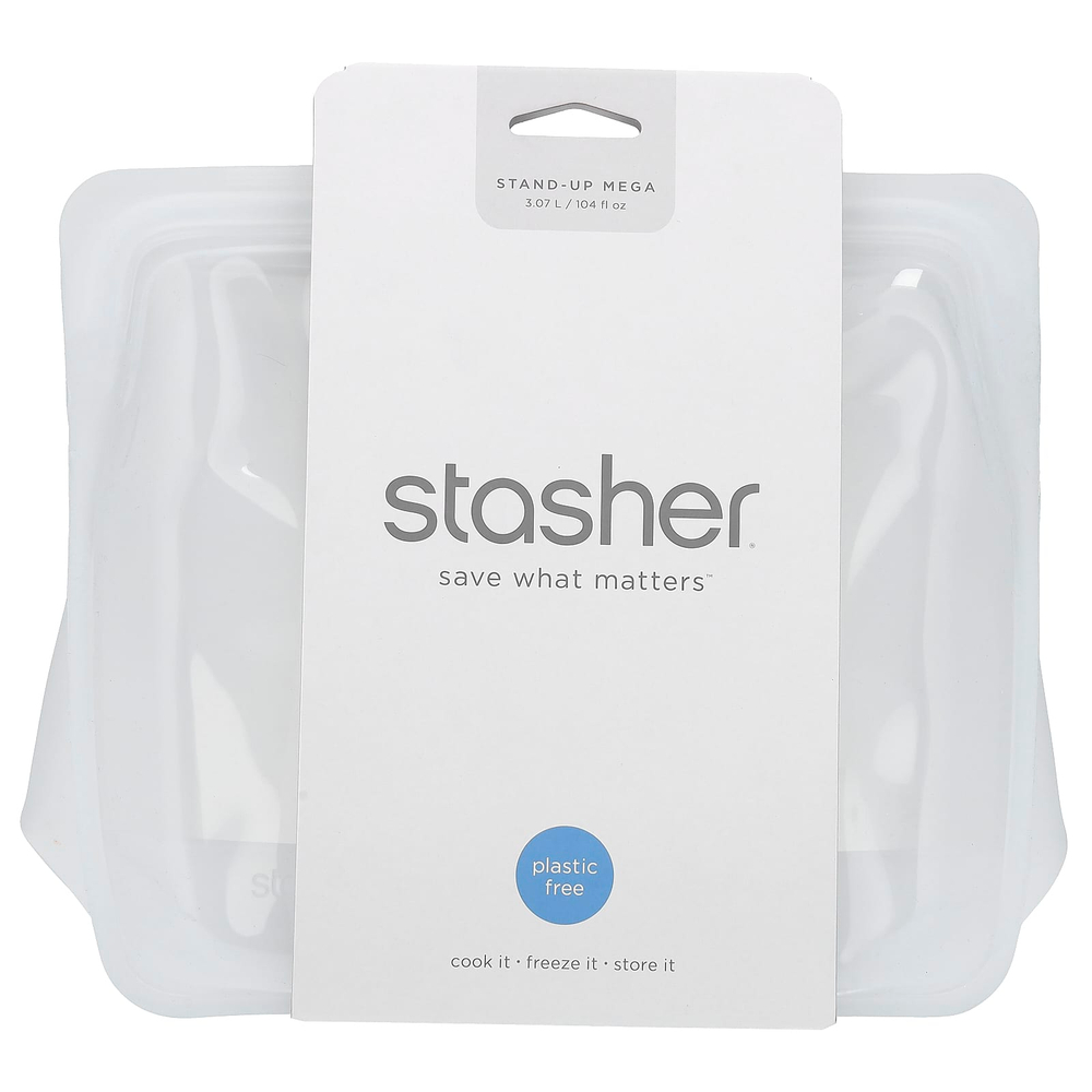 Stasher, Stand-Up Mega, силиконовый пакет для хранения, прозрачный, 3,07 л (104 жидк. унц.)