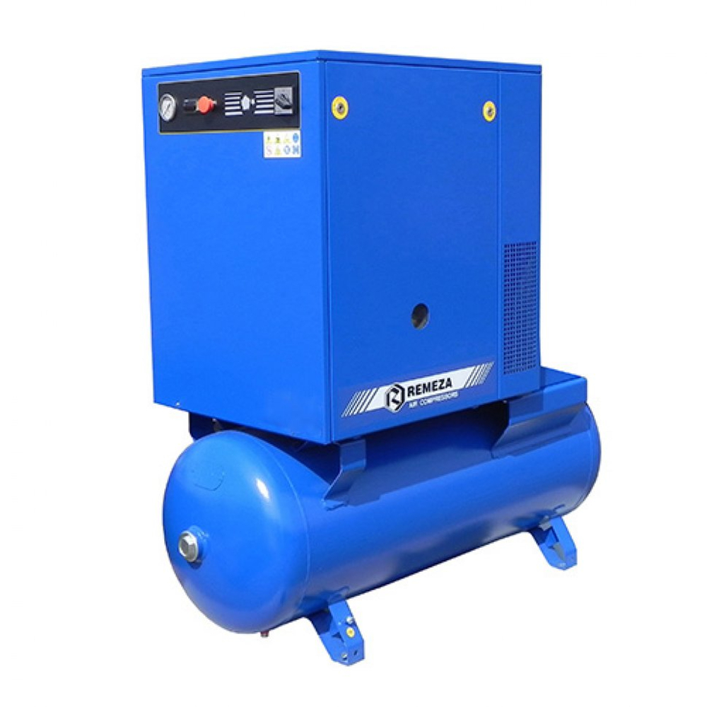 Винтовой компрессор ВК20Е-8-500, ресивер 500 литров , производительность 2350л/мин,  рабочее давление 8 бар, мощность двигателя 15кВт, вес 520 кг, габариты 1930x810x1780мм. REMEZA, Республика Беларусь