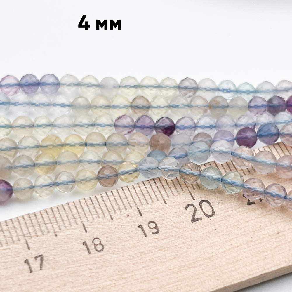 Флюорит граненый бусины, размер 4-4,2 мм, цена за нить 95 шт (около 38 см)