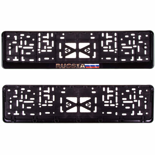 Рамка номерного знака Russia золото с цветным флагом Skyway