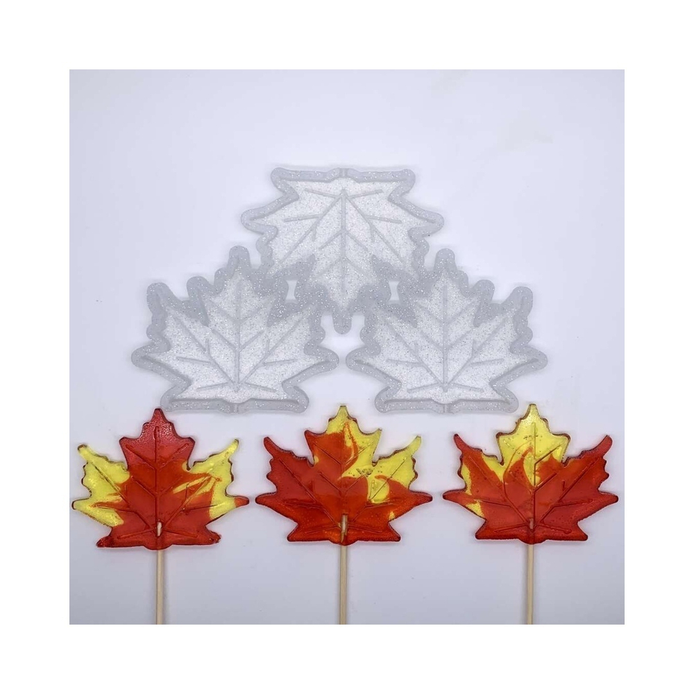 Форма для фигурных леденцов «Кленовые листья», 3 ячейки