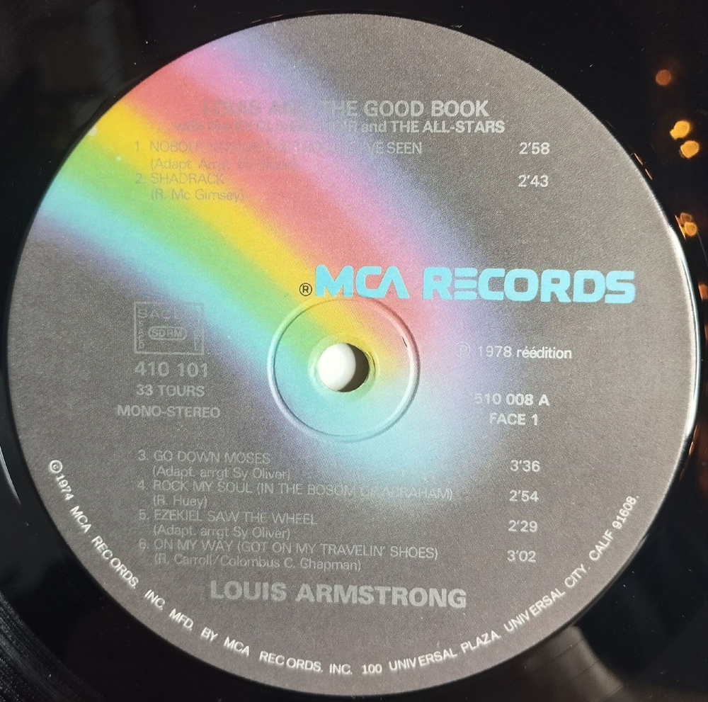 Винтажная виниловая пластинка LP Louis Armstrong And The All Stars With The Sy Oliver Choir Louis And The Good Book (France 1978)