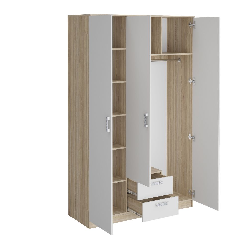 Шкаф гардеробный 1350 Салоу (дуб сонома/перламутр), МФ 1+1