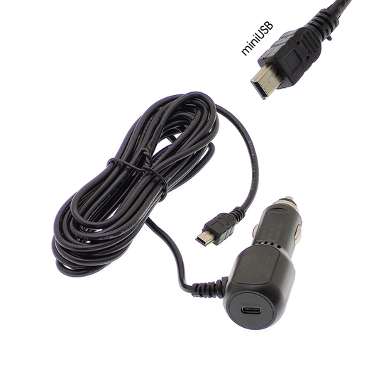 Авто зарядное с кабелем MiniUSB+Type-C PD20W 12-24В 3,5-метра