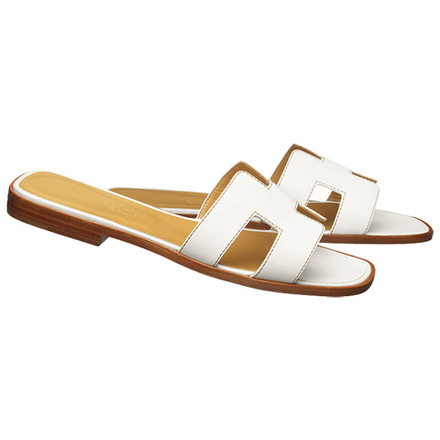 Hermes Oran leather simple Fashion sandals Women's white, H021056Z 02