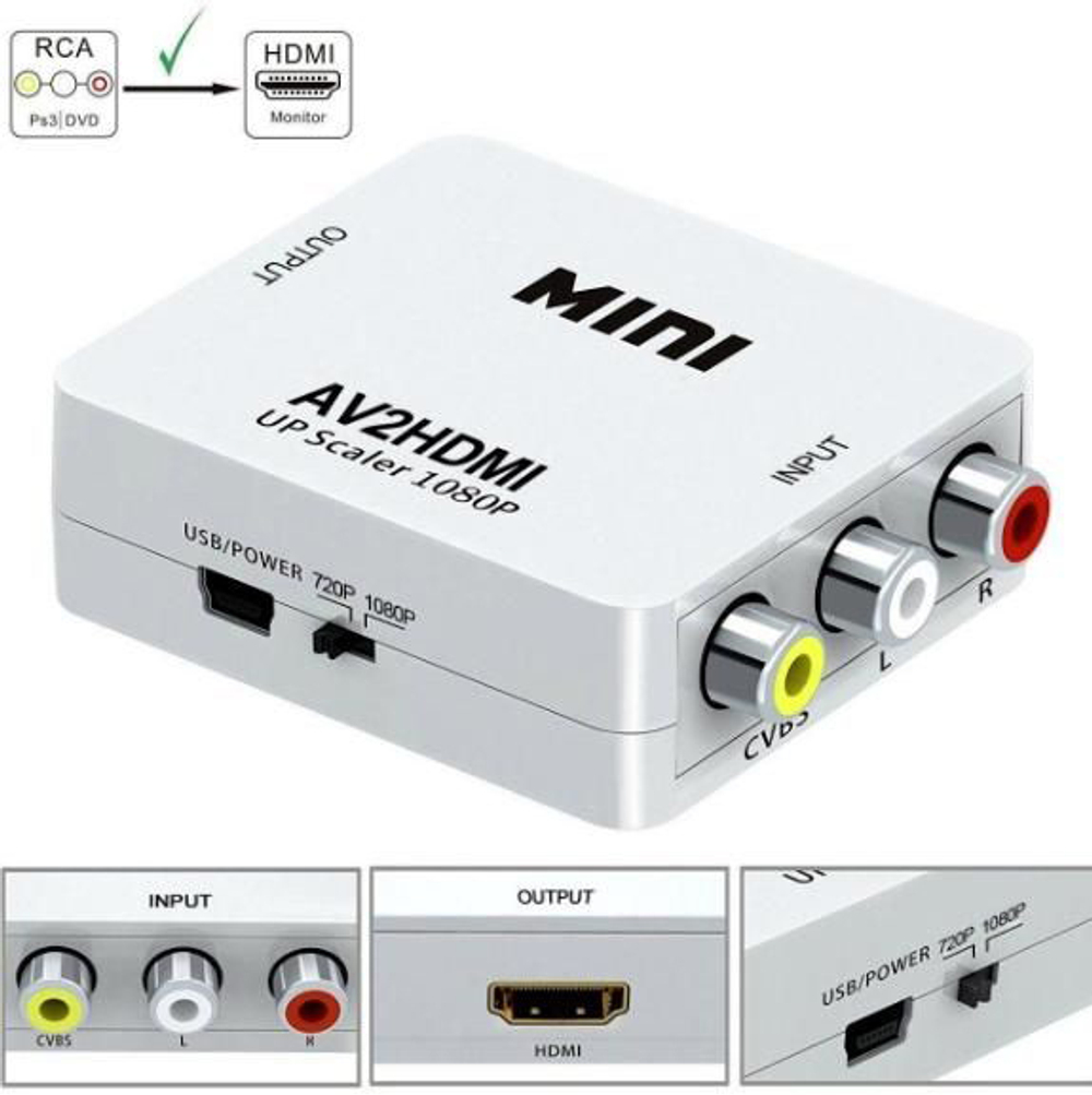 Конвертер цифровой AV2HDMI гн3RCA--гнHDMI