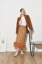 ЮБКА С ПЕРЬЯМИ СВЕТЛО-ОРАНЖЕВЫЙ|ШОКОЛАД|СВЕТЛО-ОРАНЖЕВЫЙ