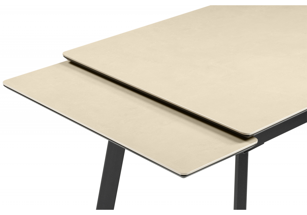 Керамический стол Woodville Норман 120(180)х80 okara light yellow, черный