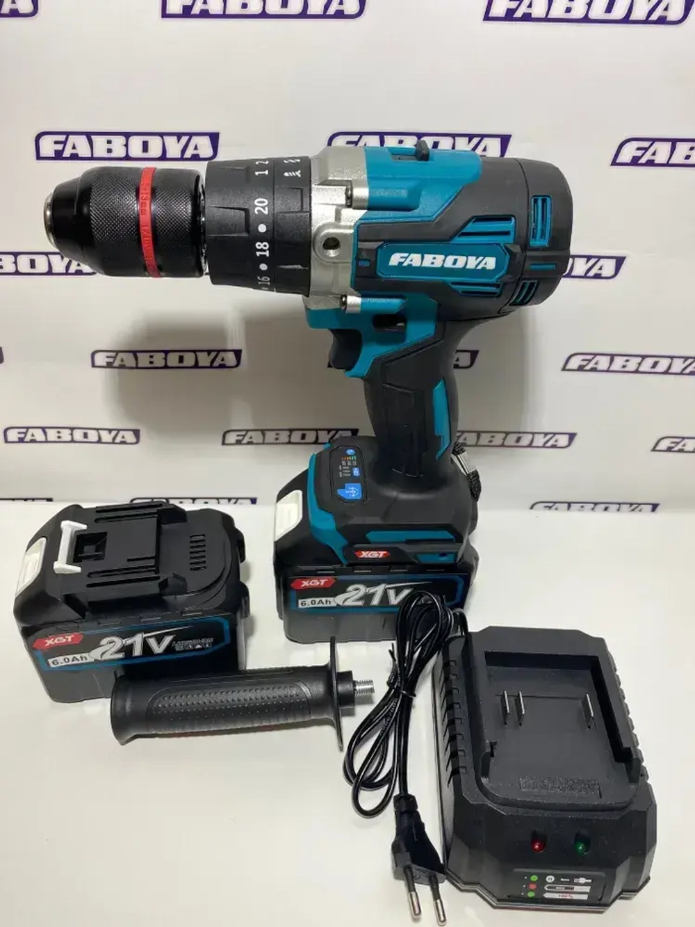 FABOYA Дрель-шуруповерт, 21 В, 120 Нм, 2 АКБ