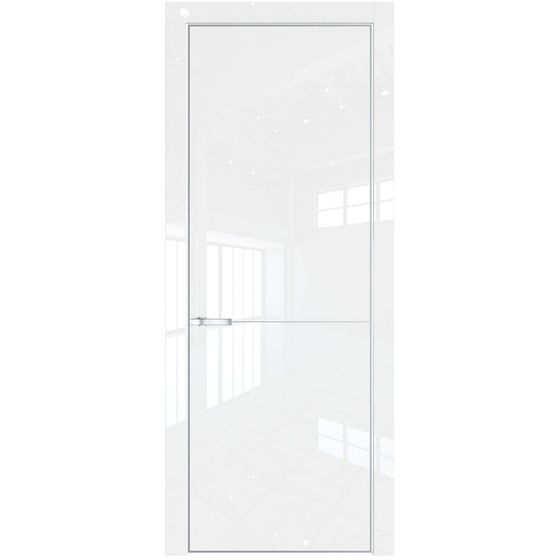 Межкомнатная дверь глянцевая Profil Doors 16LA белый люкс с алюминиевым молдингом
