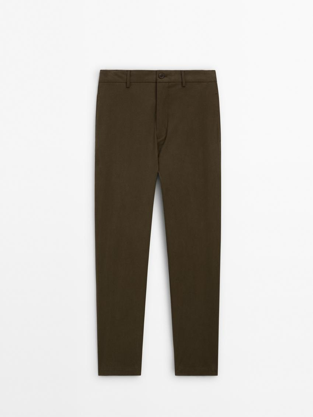 Massimo Dutti Брюки свободного кроя из смесового хлопка, коричневый