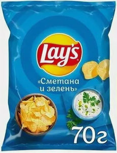 ЧИПСЫ LAYS СМЕТАНА И ЗЕЛЕНЬ 70ГР