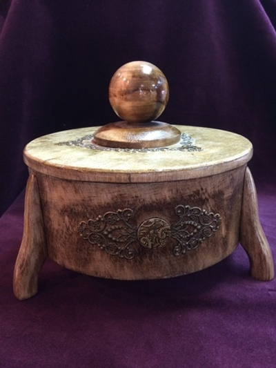 Шкатулка круглая большая, береза