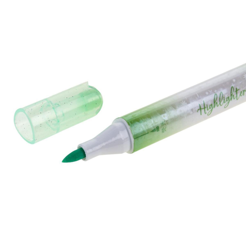 Набор текстовыделителей 3шт. 2-х стор,1 стор-кисточка,цв.пастель, 2 стор-с блестк. розовый