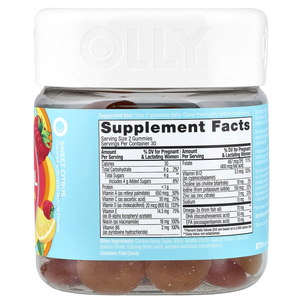OLLY, The Essential, добавка для беременных, фолиевая кислота и ДГК, со вкусом сладких цитрусов, 60 жевательных таблеток