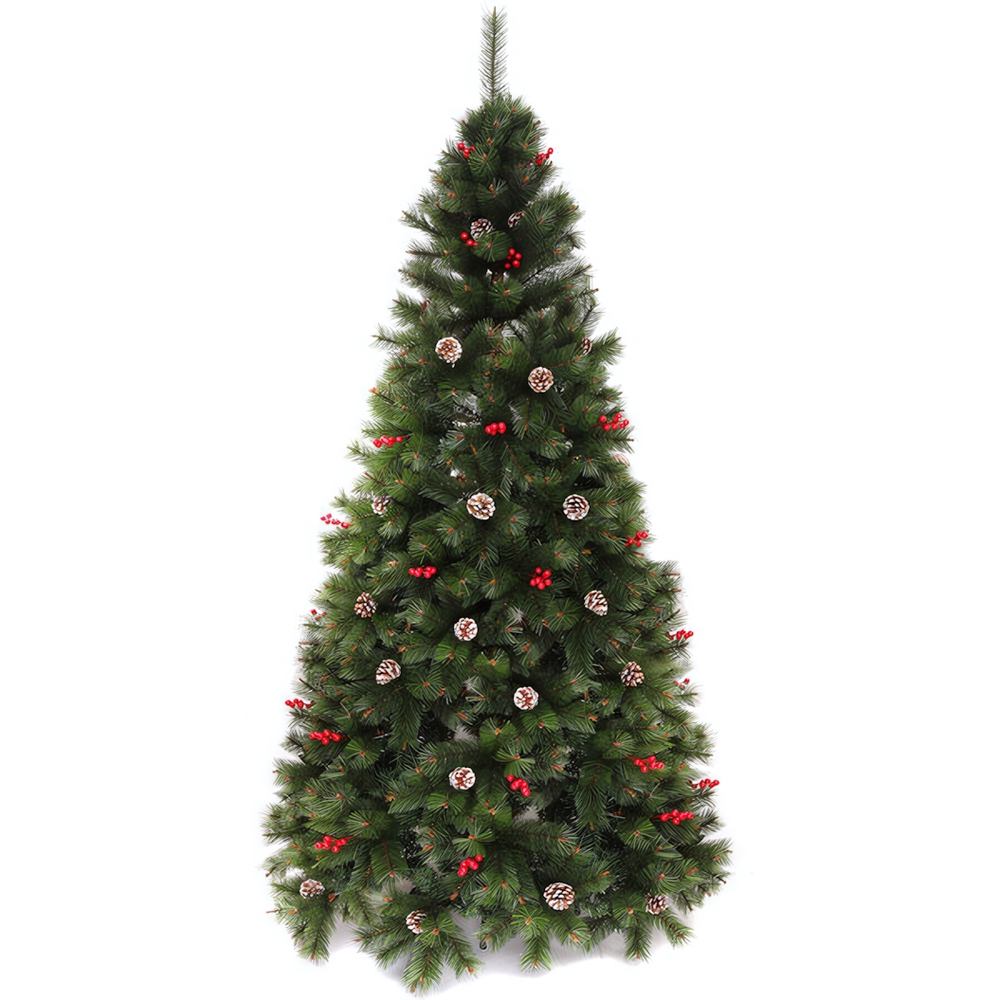 Елка «Венская» 240 см, ПВХ+Леска, ягоды и шишки (1498 веток)
