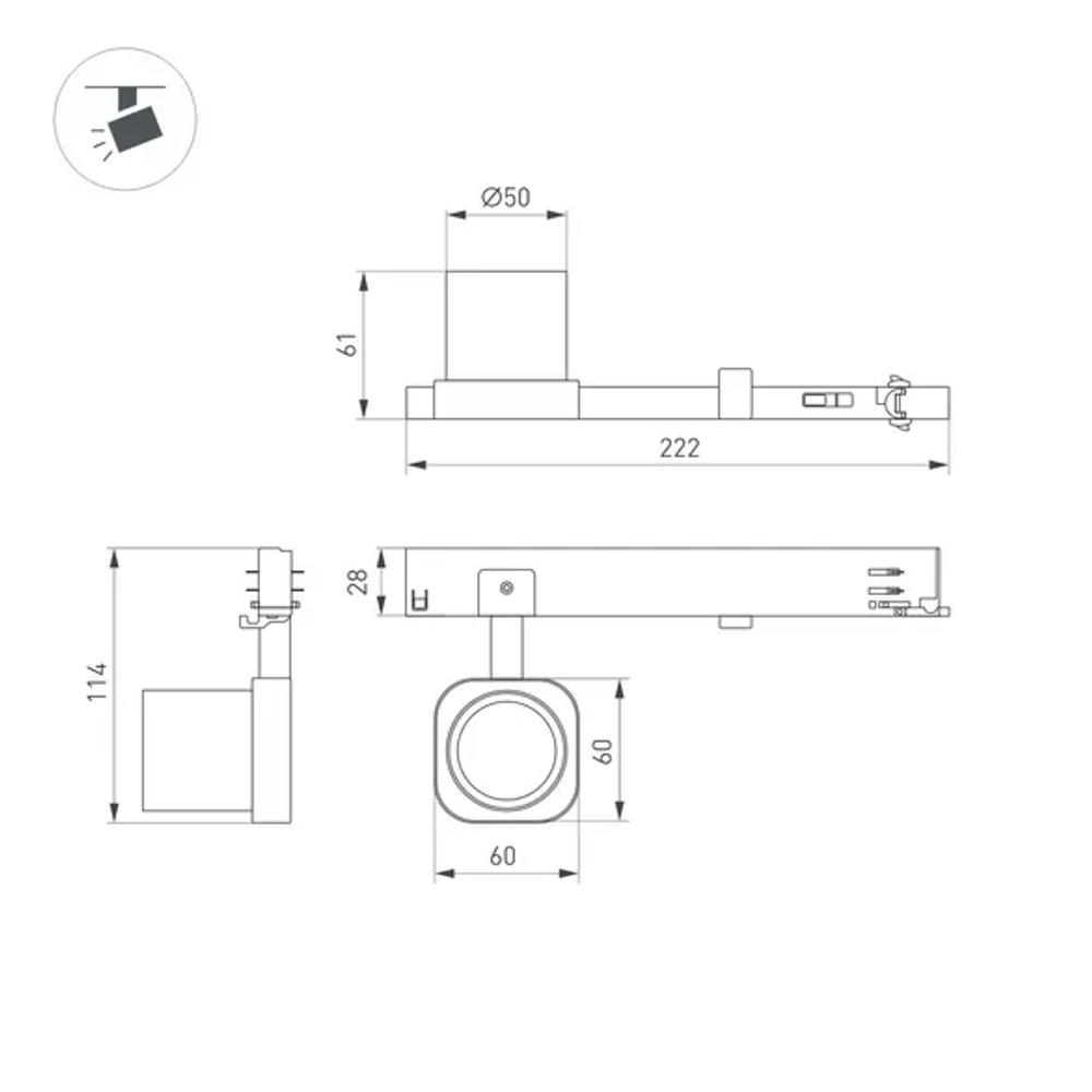 Светильник LGD-DIAFILM-4TR-R60-10W Warm2700 (BK, 20 deg, 230V) (Arlight, IP20 Металл, 5 лет) 061482