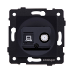 Розетка двойная спутниковая SAT + RJ45 Cat.6, черный Kollinger REA-014BK для Aspekt, Eleganz, Reflex