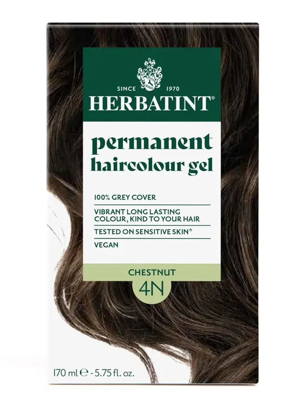 4N КАШТАН - гель-краска для волос HERBATINT, 170 мл / из Европы /