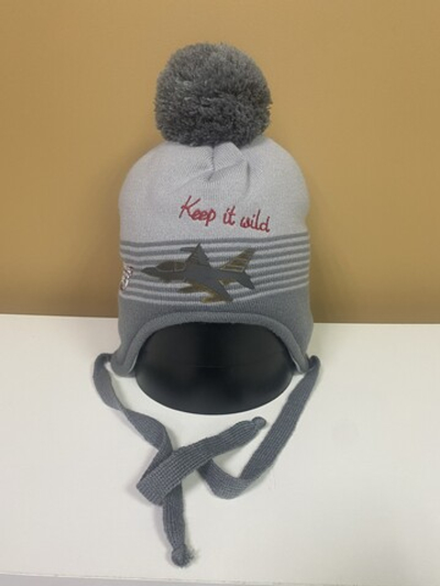 Шапка зимняя серая на мальчика на размер 48-50