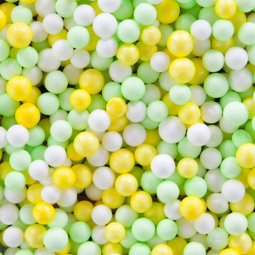 Шарики пенопласт Цветной микс, Желтый/Зеленый 6-8 мм ВВ