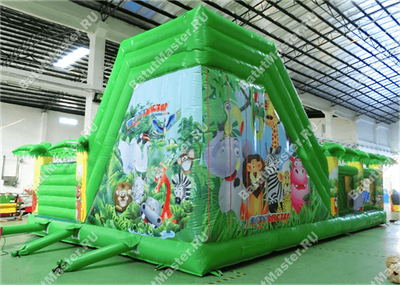 Коммерческий надувной батут "Джунгли малый со скалодромом"
