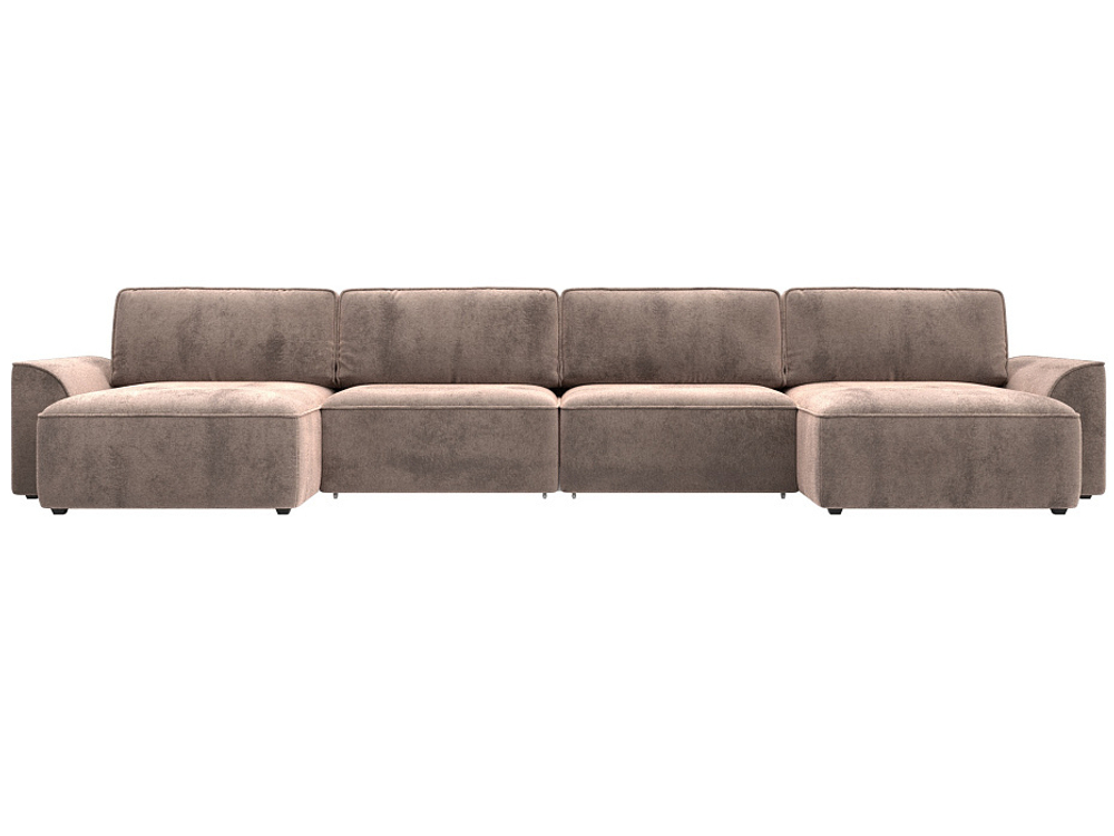 Диван П-образный Лига-048 НПБ лонг, TOWER 05 бежевый, Велюр, 128355