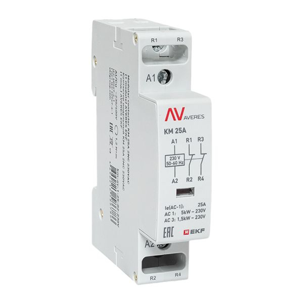 Контактор модульный КМ 25А 2NC 230В АС (1 мод.) AVERES EKF