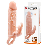 Телесная вибронасадка с клиторальным стимулятором Brave Man - 20,5 см. (Цвет: телесный)