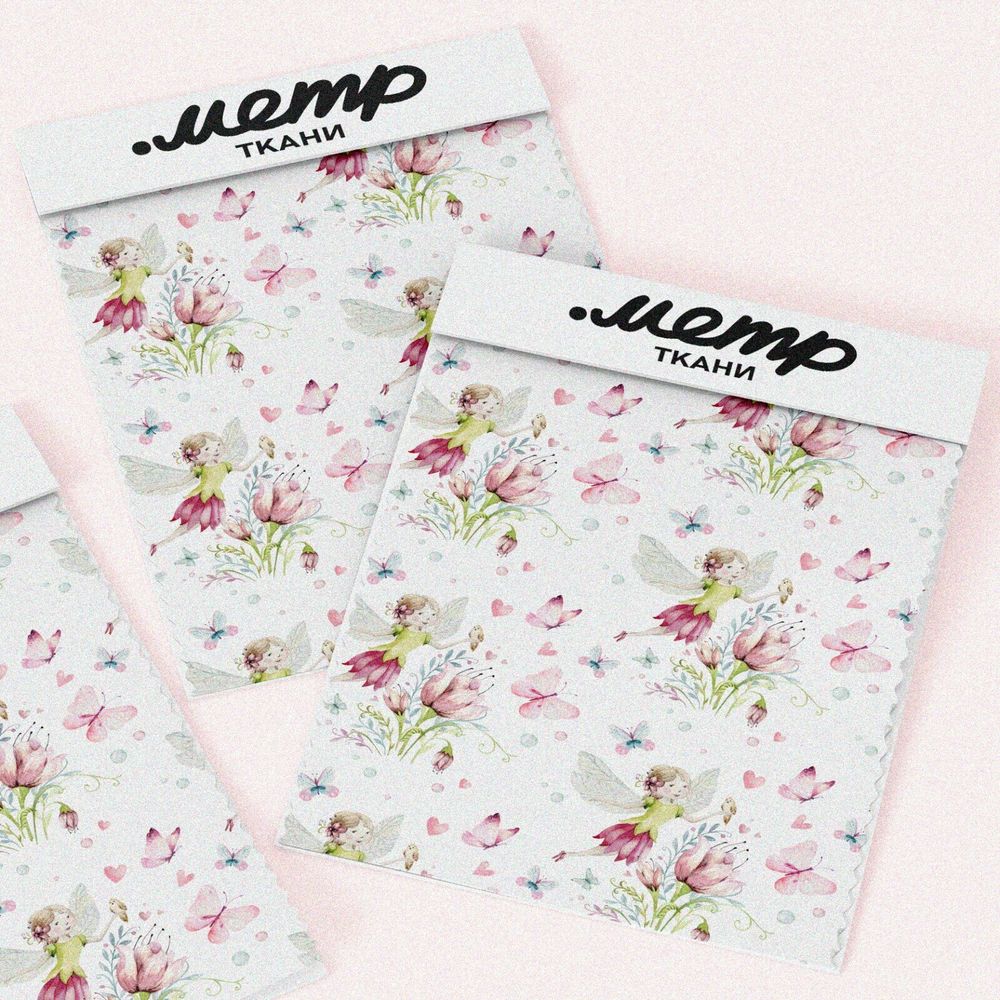 Ткань интерлок фея в цветочках