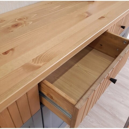 Тумба «Сканди» 3 стеклянные двери и 3 ящика серый 7046/антик