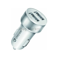 Автомобильное зарядное устройство Dream CH2, 2 USB-A, 5W, 1A, бело-серый