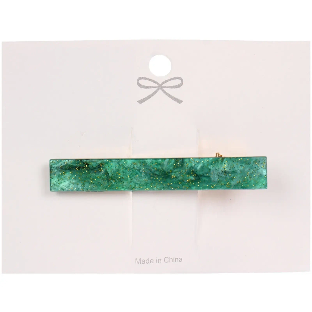 Зажим для волос 1шт на блистере «МИНДАЛЬ», классика, цвет зелёный опал, 6*1.5см