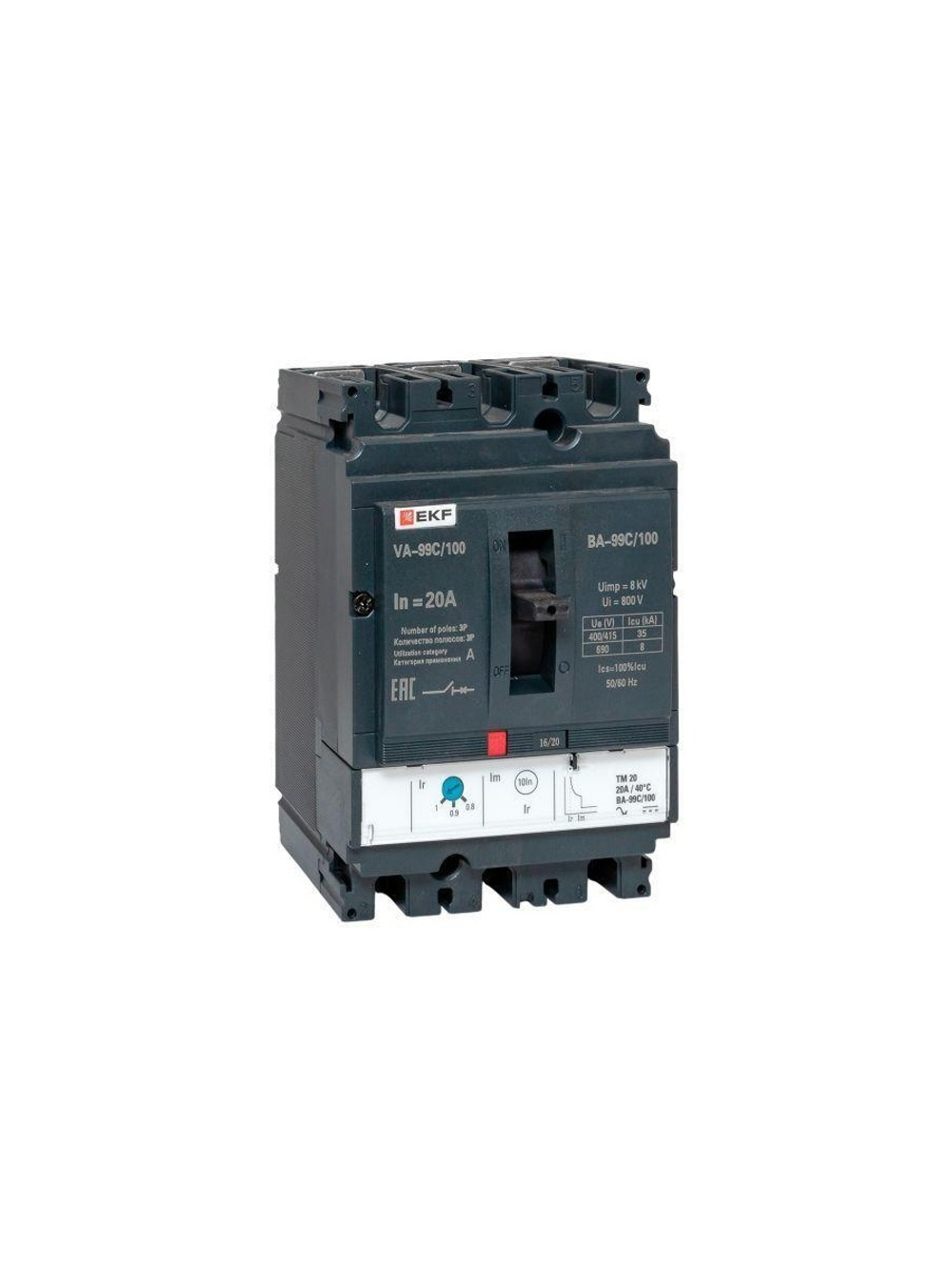 Выключатель автоматический 3п 100/20А 36кА ВА-99C Compact NS PROxima EKF mccb99C-100-20