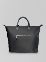 Сумка текстильная большая на молнии и кнопке с надписью спереди